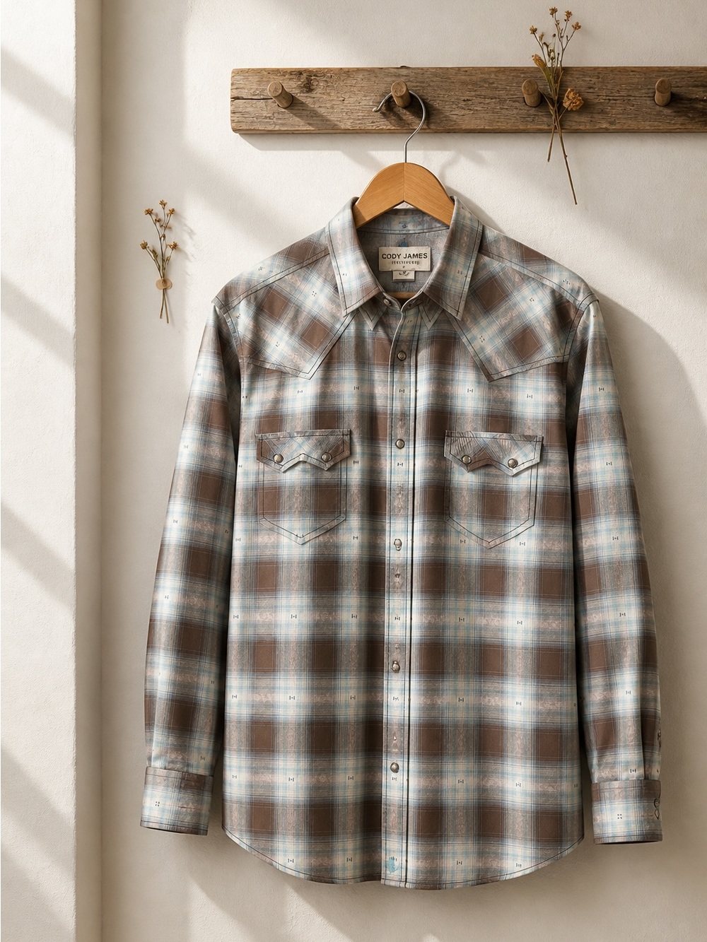Cody James Brown Plaid Long-Sleeve Button-Down Shirt